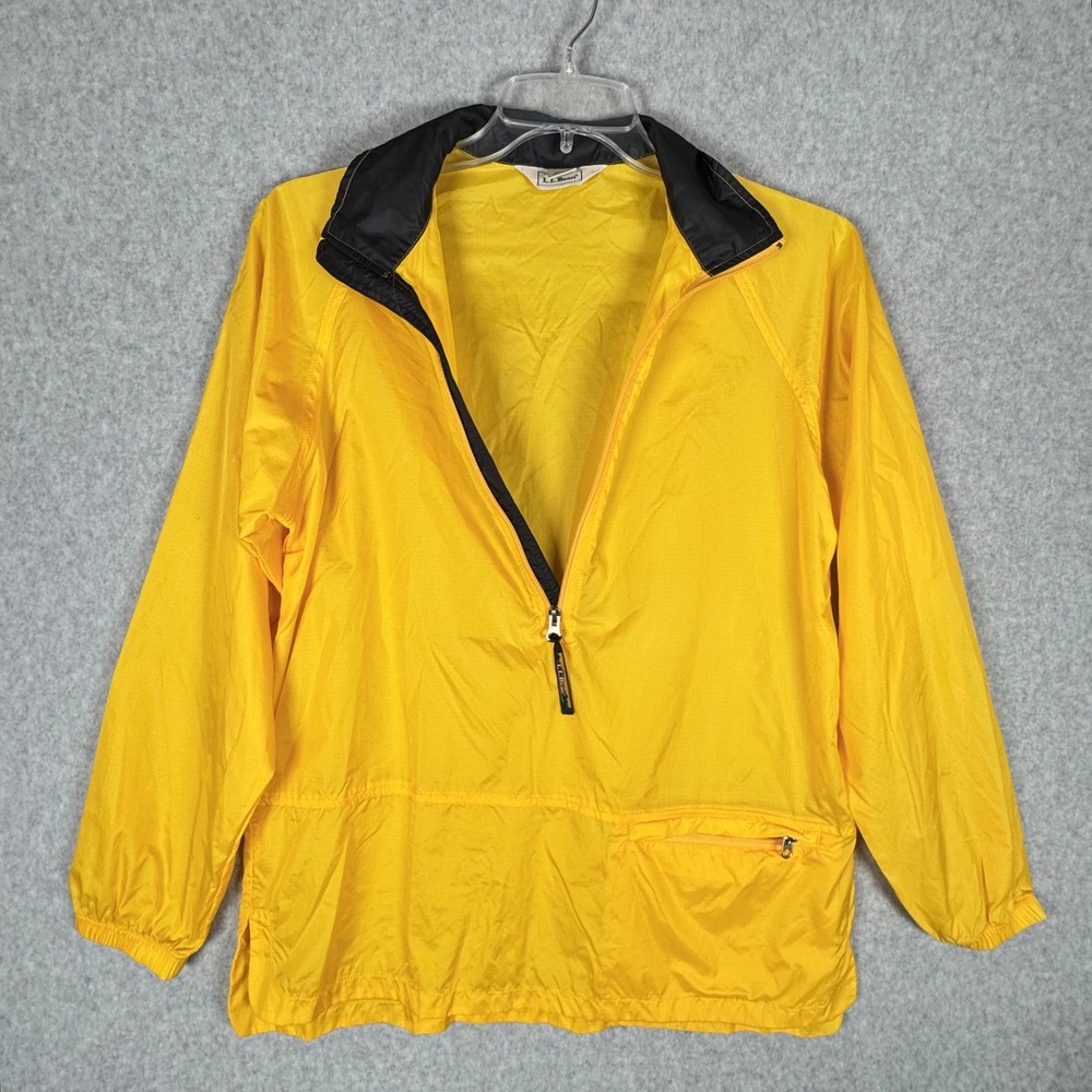 LL Bean Womens M Yellow Nylon Riptstop 1/4 Zip Pullover Windbreaker Jacket VTG - Picture 4 of 10